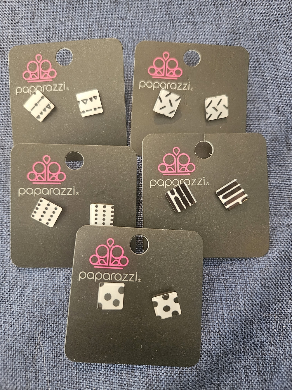 Paparazzi Kids Black and White Stud Earrings - Polka Dot & Stripe Set